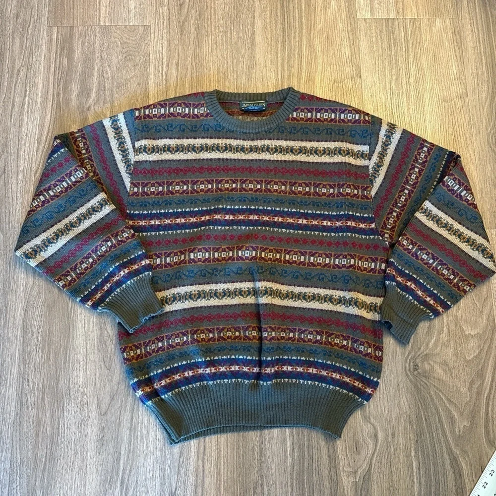 J. McLaughlin Men's Multicolor fair aisle Patterned Sweater LARGE
